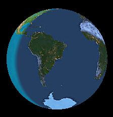Terra vista de um ponto sobre 46 W, 23 S